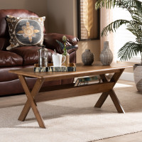 Baxton Studio SW3333-Walnut-M17-CT Sarai Modern Transitional Walnut Brown Finished Rectangular Wood Coffee Table